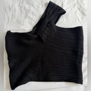Black Ribbed Knit Top
